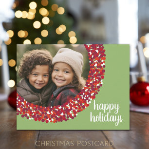 Cartes Pour Fêtes Annuelles Joyeuses Fêtes - Photo de Noël Baie rouge verte