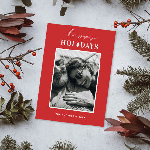 Cartes Pour Fêtes Annuelles Joyeuses fêtes   Photo de Noël minimaliste rouge
