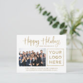 Cartes Pour Fêtes Annuelles Joyeuses fêtes | Photo d'entreprise et votre logo (Debout devant)