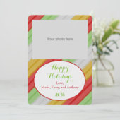 Cartes Pour Fêtes Annuelles Joyeuses Fêtes Photo Rayée (Debout devant)