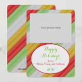 Cartes Pour Fêtes Annuelles Joyeuses Fêtes Photo Rayée (Devant / Derrière)