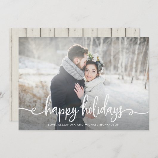 Cartes Pour Fêtes Annuelles Joyeuses fêtes | Photo Rustique moderne (Devant / Derrière)