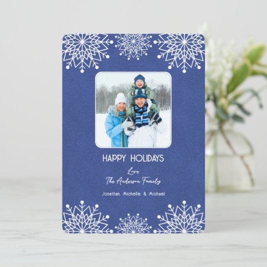 Cartes Pour Fêtes Annuelles Joyeuses fêtes Photo Snowflake (Debout devant)