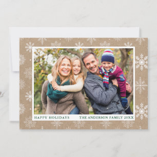 Cartes Pour Fêtes Annuelles Joyeuses fêtes Photo Snowflakes Kraft