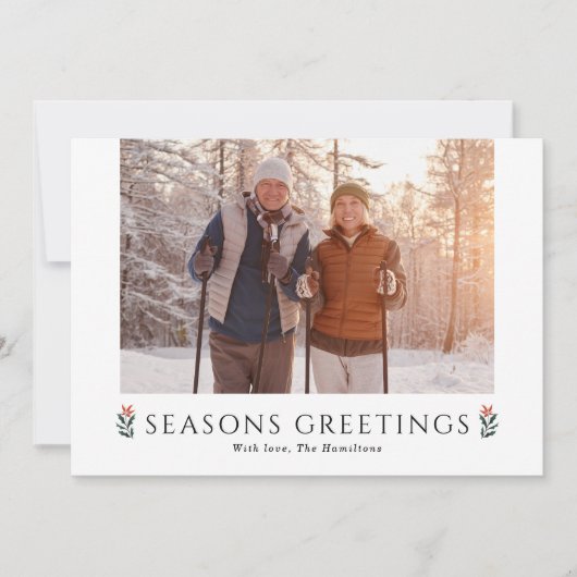 Cartes Pour Fêtes Annuelles Joyeuses Fêtes Poinsettia Paysage Photo (Devant)