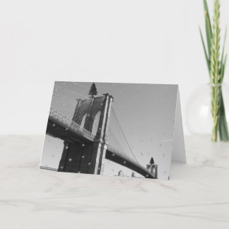 Cartes Pour Fêtes Annuelles Joyeuses Fêtes - pont et neige/arbres de Brooklyn