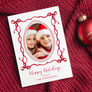 Cartes Pour Fêtes Annuelles Joyeuses fêtes Red Bows Photo de Noël