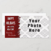 Cartes Pour Fêtes Annuelles Joyeuses fêtes Red Snowflake (Devant / Derrière)