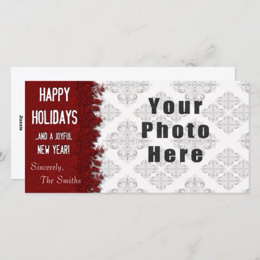 Cartes Pour Fêtes Annuelles Joyeuses fêtes Red Snowflake (Devant / Derrière)