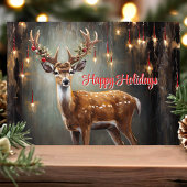 Cartes Pour Fêtes Annuelles Joyeuses Fêtes Renne et Lumières Edison