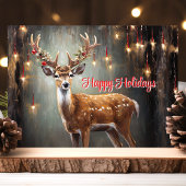 Cartes Pour Fêtes Annuelles Joyeuses Fêtes Renne et Lumières Edison