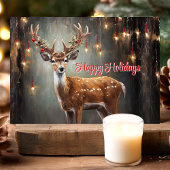 Cartes Pour Fêtes Annuelles Joyeuses Fêtes Renne et Lumières Edison