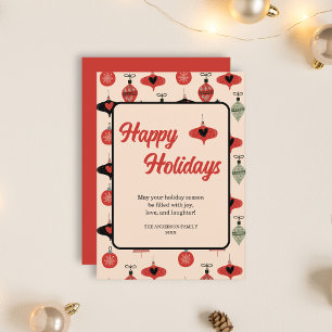 Cartes Pour Fêtes Annuelles Joyeuses fêtes Rétro Noël Mid Century Rouge
