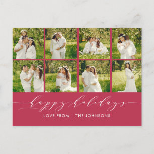 Cartes Pour Fêtes Annuelles Joyeuses Fêtes Rouge Moderne Élégant Photo Collage