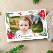 Cartes Pour Fêtes Annuelles Joyeuses Fêtes Rouge Vert Botanique Photo Collage