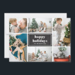 Cartes Pour Fêtes Annuelles Joyeuses fêtes Rustic Chalkboard Photo Collage<br><div class="desc">Joyeuses fêtes ! Envoyez vos voeux et vos salutations de vacances avec ce carte photo de vacances rustique et élégant. Il présente une typographie rétro audacieuse avec des bandes diagonales motif sur faux tableau de bord. Personnalisez en ajoutant vos photos, salutation, noms et autres détails préférés. Les textes sont entièrement...</div>
