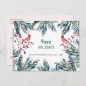 Cartes Pour Fêtes Annuelles Joyeuses Fêtes rustiques modernes branches de pin  (Devant / Derrière)