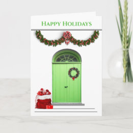 Cartes Pour Fêtes Annuelles Joyeuses Fêtes Sac du Père Noël Portes Vertes Noël