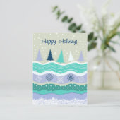 Cartes Pour Fêtes Annuelles Joyeuses Fêtes Sapins Flocons Scrapbooking (Debout devant)