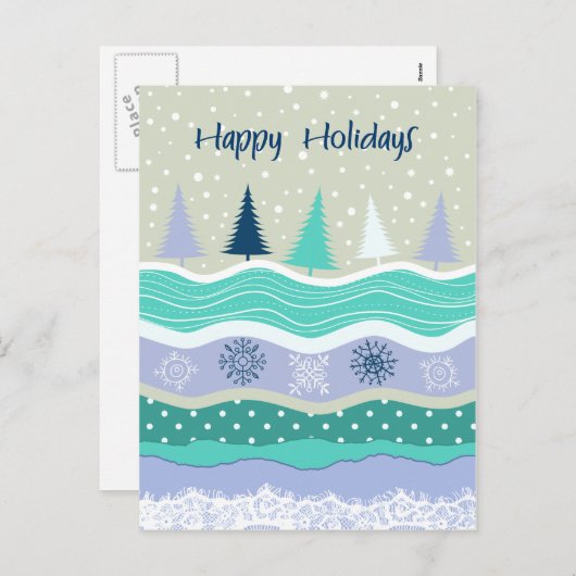 Cartes Pour Fêtes Annuelles Joyeuses Fêtes Sapins Flocons Scrapbooking (Devant / Derrière)