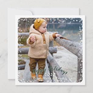Cartes Pour Fêtes Annuelles Joyeuses fêtes Snow Snowflakes Carré photo