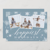 Cartes Pour Fêtes Annuelles Joyeuses fêtes | Snowflake 3 Photo Collage (Devant / Derrière)