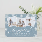 Cartes Pour Fêtes Annuelles Joyeuses fêtes | Snowflake 3 Photo Collage (Debout devant)