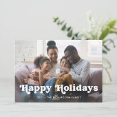 Cartes Pour Fêtes Annuelles Joyeuses fêtes | Superposition photo Boho simple (Debout devant)