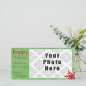 Cartes Pour Fêtes Annuelles Joyeuses fêtes Thème Green/Red Snowflake (Debout devant)