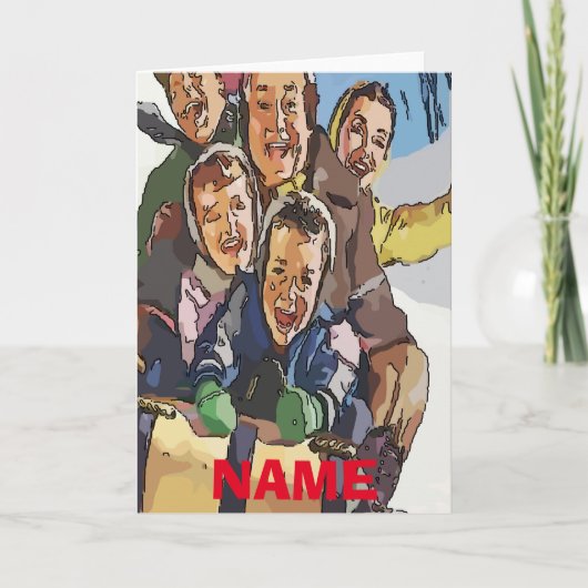 Cartes Pour Fêtes Annuelles Joyeuses Fêtes Traîneau Ajouter Nom (Devant)