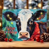 Cartes Pour Fêtes Annuelles Joyeuses fêtes Vache de Noël avec Bow
