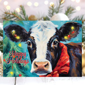Cartes Pour Fêtes Annuelles Joyeuses fêtes Vache de Noël avec Bow