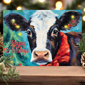 Cartes Pour Fêtes Annuelles Joyeuses fêtes Vache de Noël avec Bow