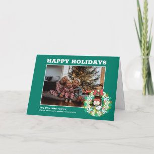 Cartes Pour Fêtes Annuelles Joyeuses fêtes   Wreath de bonbon de menthe poivré