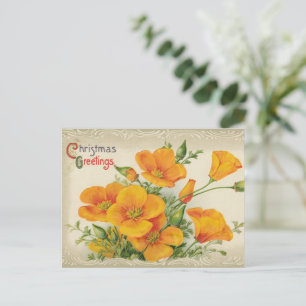 Cartes Pour Fêtes Annuelles Joyeuses fleur de noël art vintage