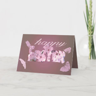 Cartes Pour Fêtes Annuelles Joyeuses Fleurs De Pâques Et Papillons