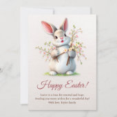 Cartes Pour Fêtes Annuelles Joyeuses fleurs de printemps du lapin de Pâques (Devant)