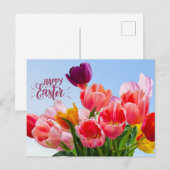 Cartes Pour Fêtes Annuelles Joyeuses fleurs de tulipes de Pâques (Devant / Derrière)