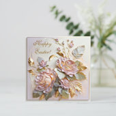 Cartes Pour Fêtes Annuelles Joyeuses fleurs florales de Pâques (Debout devant)