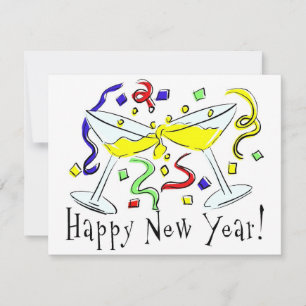 Cartes Pour Fêtes Annuelles Joyeuses Lunettes de Martini du Nouvel An