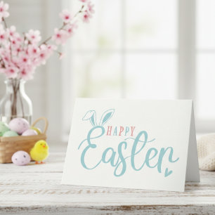 Cartes Pour Fêtes Annuelles Joyeuses oreilles de lapin de Pâques Pastel simple