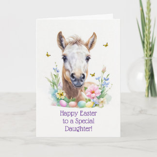 Cartes Pour Fêtes Annuelles Joyeuses Pâques à ma fille avec un adorable poulai