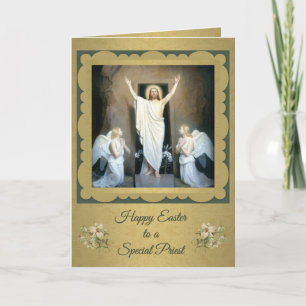 Cartes Pour Fêtes Annuelles Joyeuses Pâques à un prêtre catholique religieux
