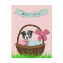 Joyeuses Pâques avec Chien dans Panier de Pâques C