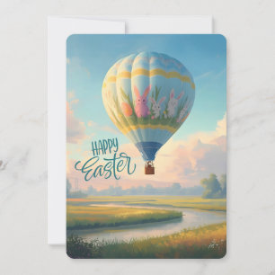 Cartes Pour Fêtes Annuelles Joyeuses Pâques Ballon à Air Chaud sur les Marais