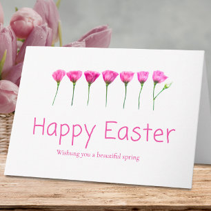 Cartes Pour Fêtes Annuelles Joyeuses Pâques Beaux fleurs roses de printemps