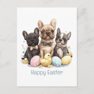 Cartes Pour Fêtes Annuelles Joyeuses Pâques Bulldog Français