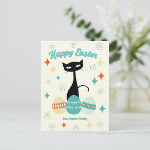 Cartes Pour Fêtes Annuelles Joyeuses Pâques, Chat Moderne du Milieu du Siècle,