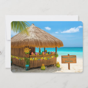 Cartes Pour Fêtes Annuelles Joyeuses Pâques de Florida Tiki Hut sur la plage