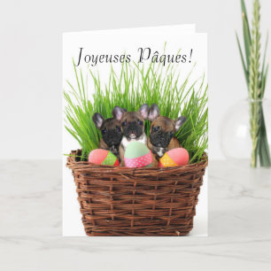 Cartes Pour Fêtes Annuelles Joyeuses Pâques Easter French bulldogs card